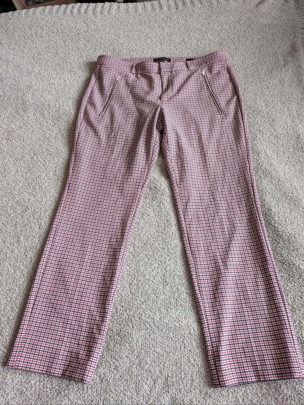 🌼B2G1🌼 Banana Republic Pink Plaid Straight Leg Pants Size 12